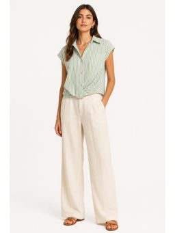 Cider - Cotton-Blend Collar Stripe Twist Shirt