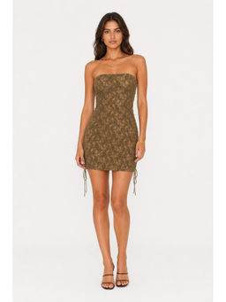 Cider - Lace Up Side Strapless Mini Dress