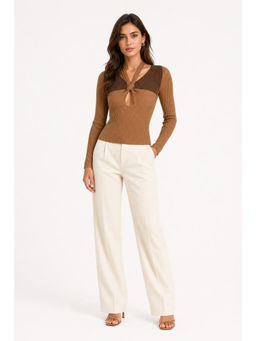 Cider - Rib Knit Knotted Halter Top
