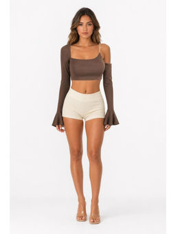 Cider - Rhinestone Chain Cut Out Crop Top