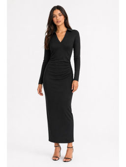 Cider - Jersey V-Neck Ruched Maxi Dress