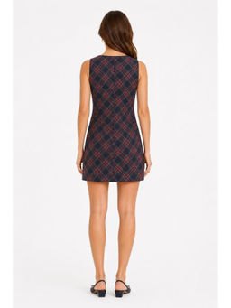 Cider - Plaid Boat Neck Mini Shift Dress
