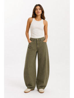 Cider - Denim Low Rise Solid Pocket Barrel-Leg Jeans