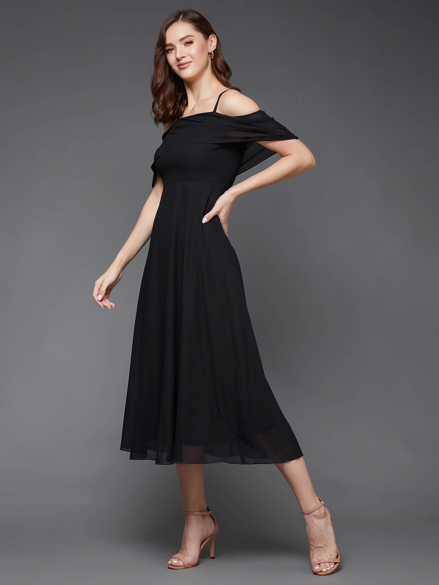 Buy Miss Chase Womens Black Bardot Style Spaghetti Off Shoulder
