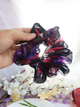 Soho Boho Studio - Multi-Color Dark Daffodils Organza Scrunchie