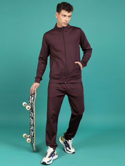 HIGHLANDER - Men Burgundy High Neck Full Sleeves Co-Ord (Set of 2)
