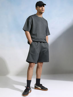 HIGHLANDER - Men Textured Round Neck Oversized Co-Ord (Set of 2)