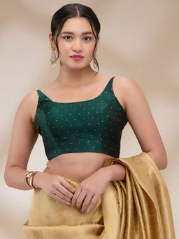 SALWAR STUDIO - Womens Taffeta Silk Woven Stitched Blouse- Green