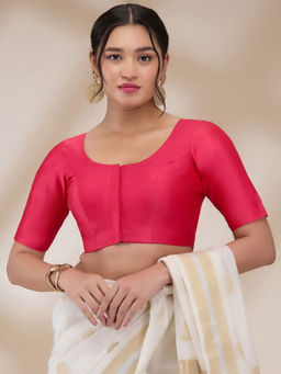 SALWAR STUDIO - Womens Silk Blend Solid Stitched Blouse- Pink