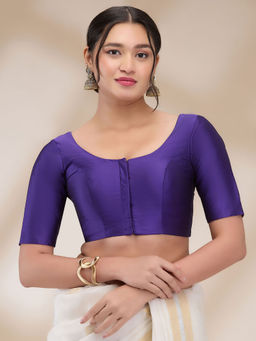 SALWAR STUDIO - Womens Silk Blend Solid Stitched Blouse- Purple