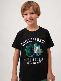 COOL CLUB - Black Embellished T-Shirt