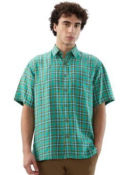ColorPlus - Comfort Fit Checkered Light Green Shirt
