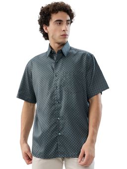 ColorPlus - Comfort Fit Printed Light Petrol Shirt