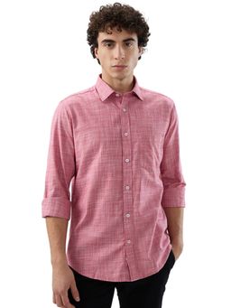 ColorPlus - Tailored Fit Self Design Dark Red Shirt
