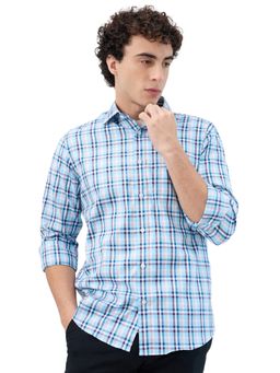 ColorPlus - Regular Fit Checkered Light Blue Shirt