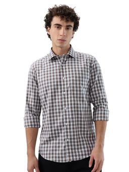 ColorPlus - Regular Fit Checkered Light Brown Shirt