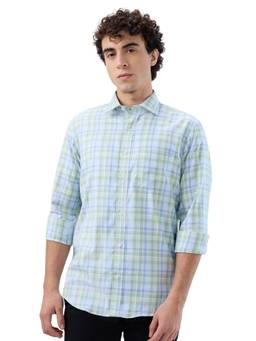 ColorPlus - Regular Fit Checkered Light Green Shirt