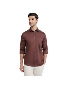 ColorPlus - Regular Fit Solid Dark Brown Shirt