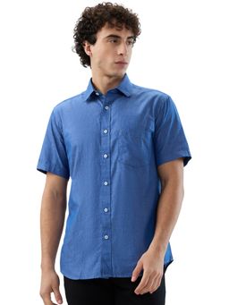 ColorPlus - Regular Fit Solid Dark Blue Shirt