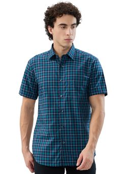 ColorPlus - Regular Fit Checkered Dark Petrol Shirt