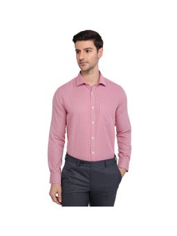 Park Avenue - Slim Fit Self Design Dark Red Shirt