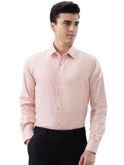 Raymond - Regular Fit Checkered Light Orange Shirt