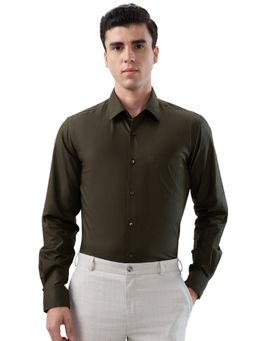 Raymond - Regular Fit Solid Dark Green Shirt