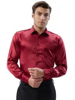 Parx - Slim Fit Solid Dark Red Shirt