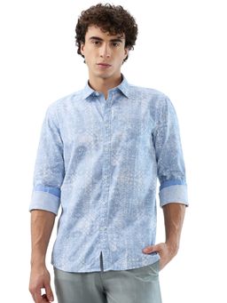 Parx - Slim Fit Printed Light Blue Shirt