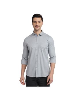 Parx - Slim Fit Solid Light Grey Shirt