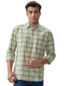 Parx - Slim Fit Checkered Dark Green Shirt