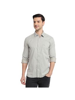 Parx - Slim Fit Printed Light Brown Shirt