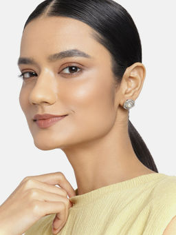 Estele - Rhodium Plated CZ Circular Designer Earrings for Women