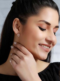 Priyaasi - Sheer By Rose Gold Dual Heart Sterling Silver Studs