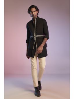 S&N by Shantnu Nikhil - Black Trim-Detail Waistcoat