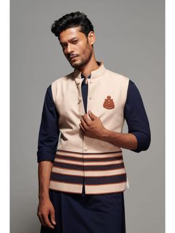 S&N by Shantnu Nikhil - Beige Signature Crest Waistcoat
