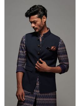 S&N by Shantnu Nikhil - Navy Blue Antique Buttons Waistcoat