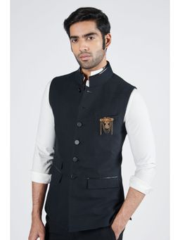 S&N by Shantnu Nikhil - Black Textured Waistcoat
