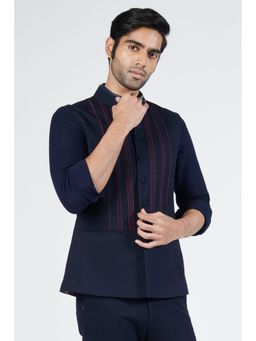 S&N by Shantnu Nikhil - Navy Blue Thread Work Waistcoat