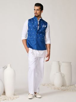 S&N by Shantnu Nikhil - Adamas Woven Blue Waistcoat