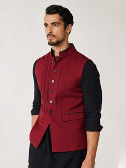 S&N by Shantnu Nikhil - Cherry Signature Buttons Waistcoat