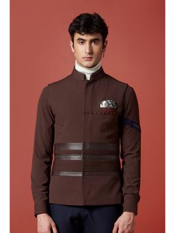 S&N by Shantnu Nikhil - Men Brown Terylene Solid Waistcoat