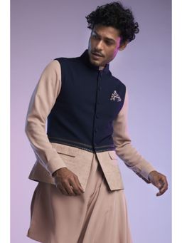 S&N by Shantnu Nikhil - Men Multicolor Polyester Blend Colorblock Waistcoat
