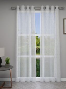 GM - Door Sheer Curtains Embroidered Curtains - Pack of 2 (4.3 x 7 Feet, White