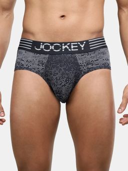Jockey - MM07 Men's Microfiber Elastane Stretch Printed Brief with Breathable Mesh-True Navy