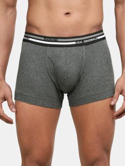 Jockey - UI22 Men's Super Combed Cotton Rib Trunk with Ultrasoft Waistband-Charcoal Melange