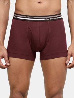 Jockey - UI22 Men's Super Combed Cotton Rib Trunk with Ultrasoft Waistband-Wine Tasting