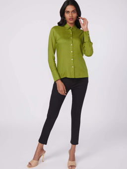 Not So Pink - Olive Solid Rayon Shirt