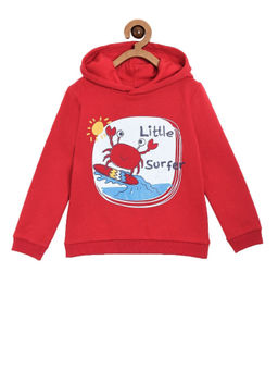The Mom Store - Hooded Sweatshirt With Brushed Flee- Blood Red