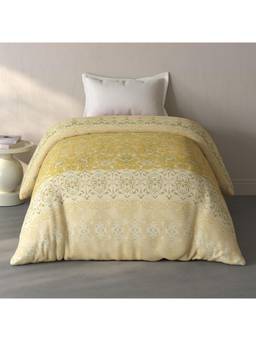 SPACES - Fiora Light Yellow Ornate 100% Cotton Single Quilt Blanket
